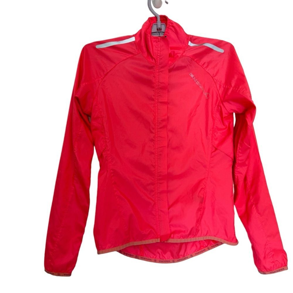 Endura Womens Sz XS PakaJak Windbreaker jacket bag Neon Pink Reflective Bonded